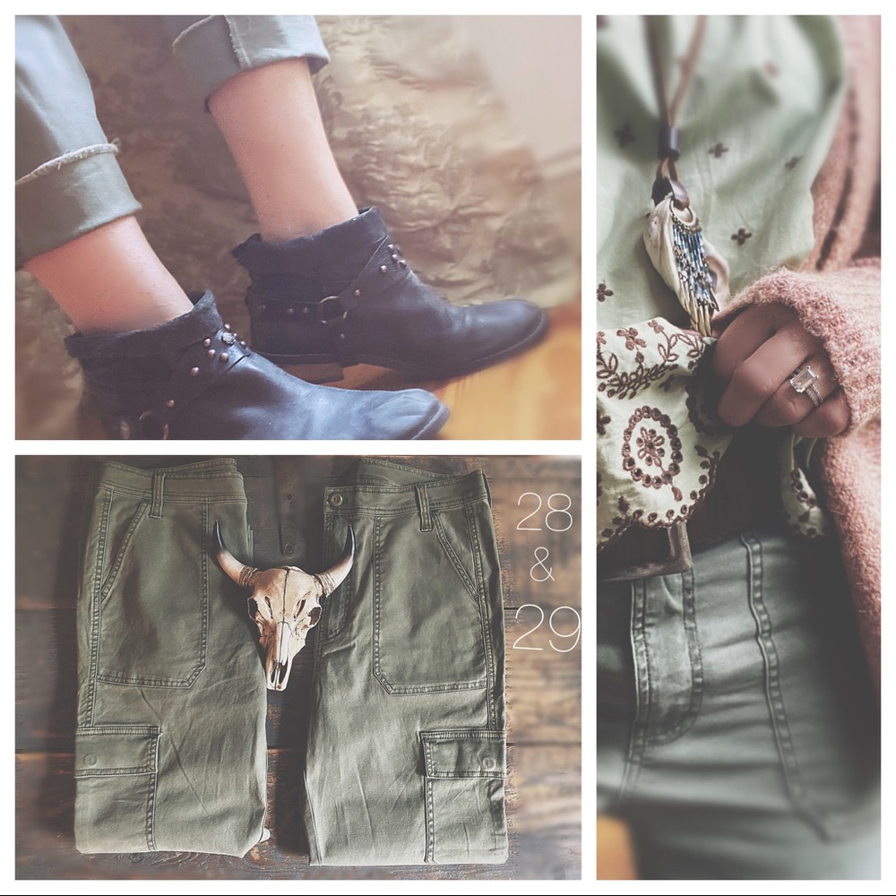 Caro Pants Army Green Raw Hem - Picture 2 of 16